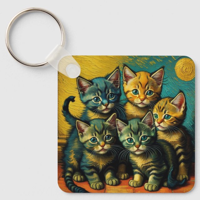 Porte-clés Porte - clé de famille de chats (Recto)