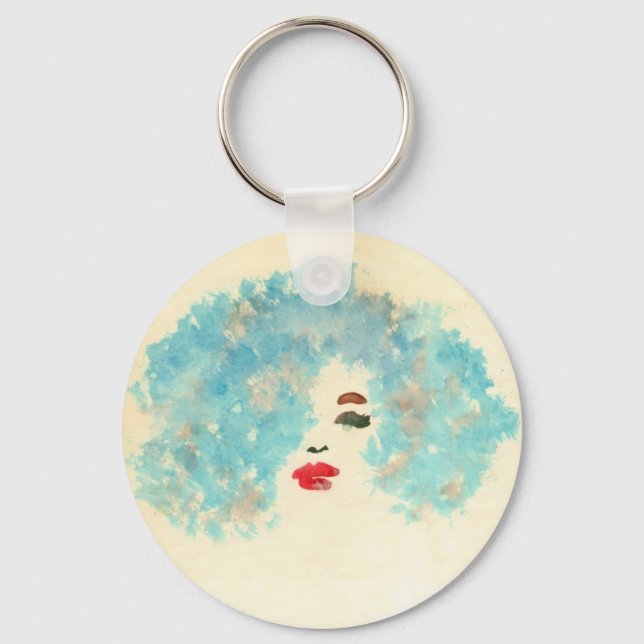 Porte-clés Porte - clé de fille bleue (Recto)