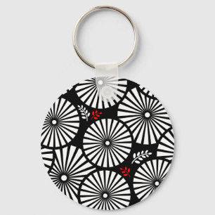 Porte-clés Porte - clé de fleurs noir rétro