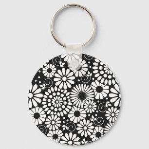 Porte-clés Porte - clé de fleurs noir rétro