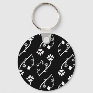 Porte-clés Porte - clé de fleurs noir rétro
