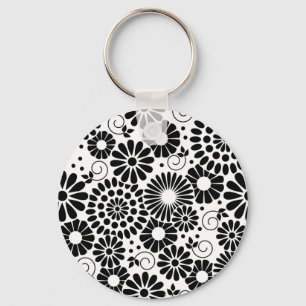 Porte-clés Porte - clé de fleurs noir rétro