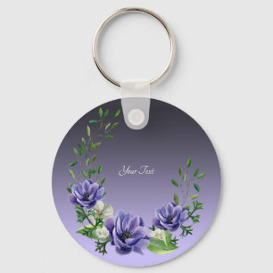 Porte-clés Porte - clé de fleurs pourpres aquarelle