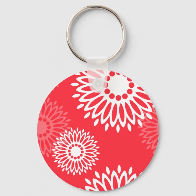 Porte-clés Porte - clé de fleurs rouges d'été (Recto)