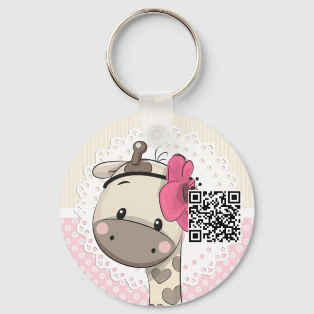 Porte-clés Porte - clé de Girafe rose bébé personnalisé (Recto)
