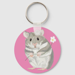 Porte-clés Porte - clé de hamster gris et blanc