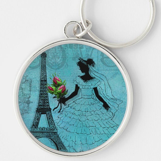Porte-clés Porte - clé de jeune mariée de Tour Eiffel (Devant)