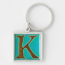 Porte-clés porte - clé de K, turquoise de cloisonne et brun