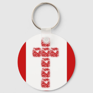 Porte-clés Porte - clé de la croix des coeurs