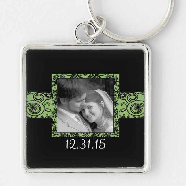 Porte-clés Porte - clé de Mariage Tourbillonnant noir et vert (Devant)
