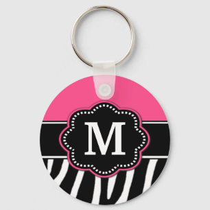 Porte-clés Porte - clé de monogramme rose Zebra