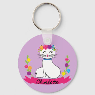 Porte-clés porte - clé de nom personnalisé de chat mignon