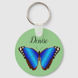 Porte-clés Porte - clé de papillon bleu personnalisé