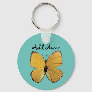 Porte-clés Porte - clé de papillon jaune Turquoise personnal