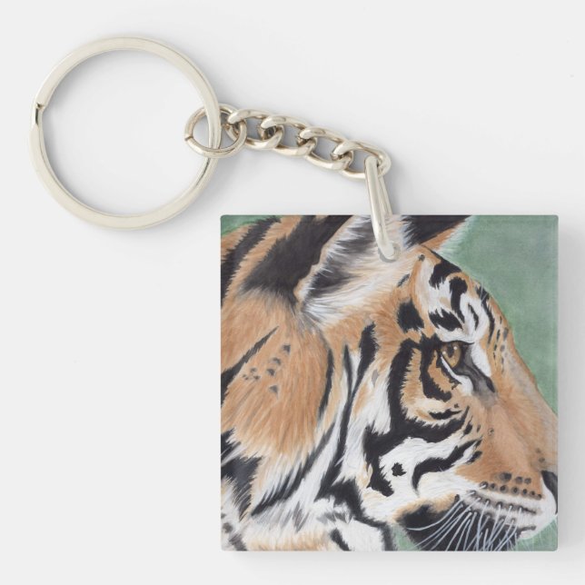 Porte-clés Porte - clé de peinture d'aquarelle de TIGRE (Devant)