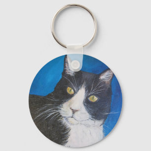 Porte-clés Porte - clé de peinture de chat Tuxedo