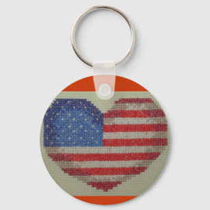 Porte-clés PORTE - CLÉ de point de croix cardiaque aux États-