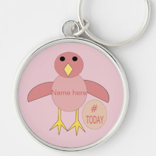 Porte-clés Porte - clé de poussins de fille rose personnalisé