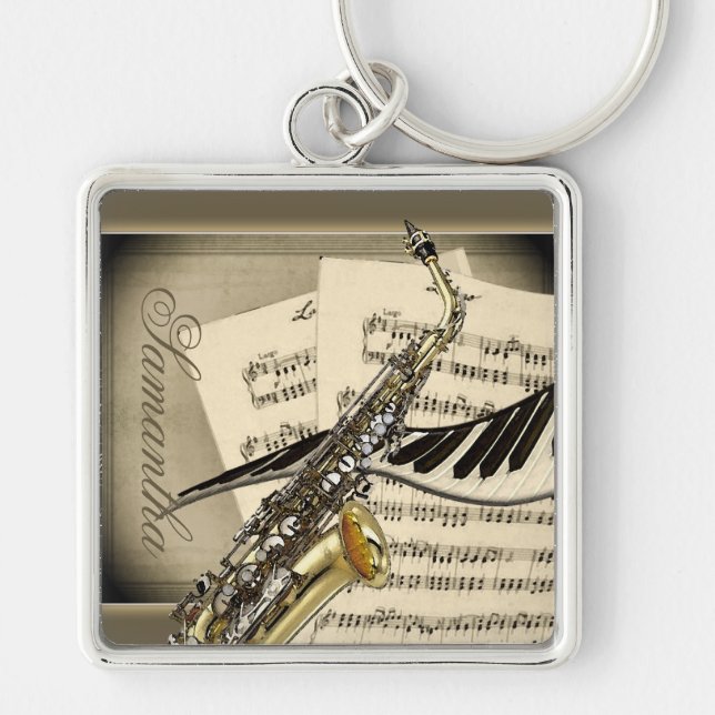 Porte-clés Porte - clé de prime de saxophone et de musique de (Devant)
