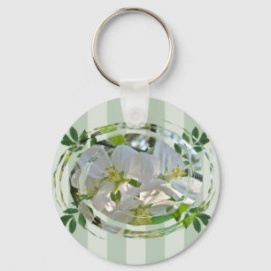 Porte-clés Porte - clé de rayures vertes de fleurs d'Apple