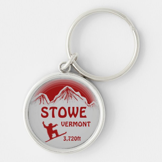 Porte-clés Porte - clé de snowboard gris rouge Stowe Vermont (Devant)