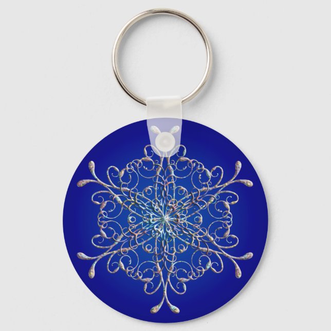 Porte-clés Porte - clé de snowflake Iridescente bleu (Recto)