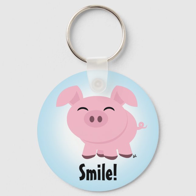 Porte-clés Porte - clé de sourire de porc mignon (Recto)