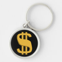 Porte - clé de symbole dollar de l'or 3D