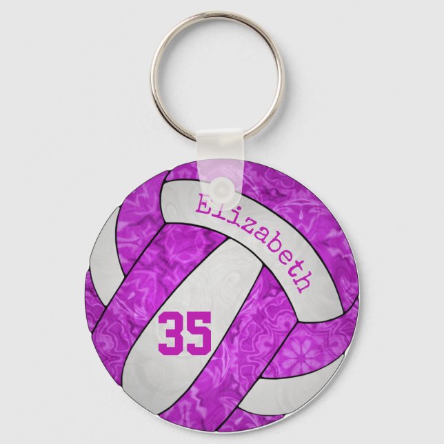 Porte-clés porte - clé de volley-ball féminin rose-chaud (Recto)