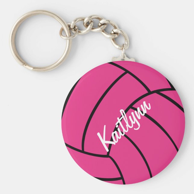 Porte-clés Porte - clé de volley-ball rose personnalisé (Devant)