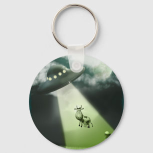 Porte-clés Porte - clé d'enlèvement de vache UFO comique