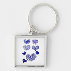 Porte-clés Porte - clé des Coeurs Bleus Scribblés