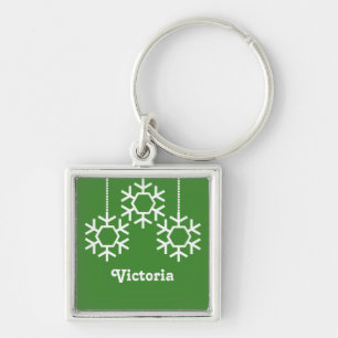 Porte-clés Porte - clé des flocons de neige en chute, vert cl