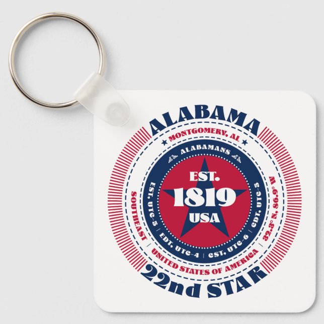 Porte-clés Porte - clé d'État de l'Alabama (Recto)
