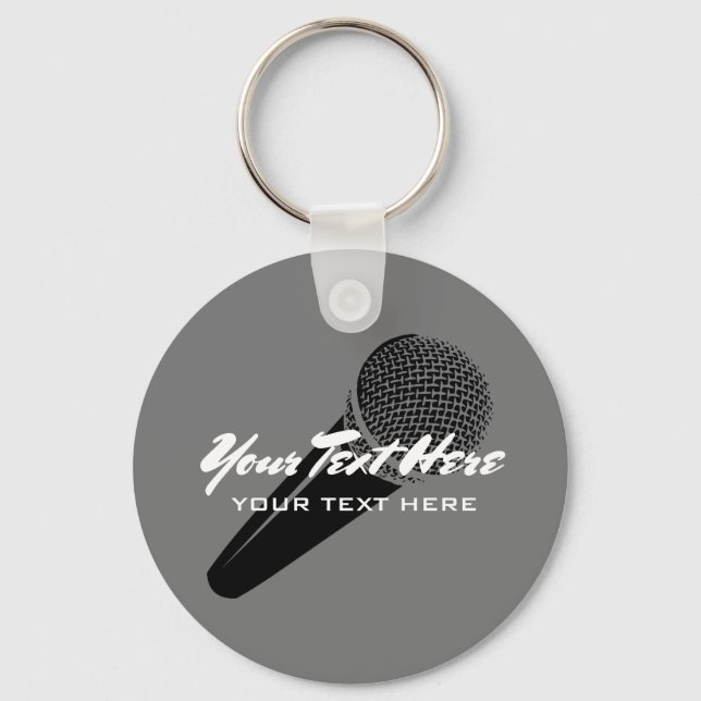 Porte-clés Porte - clé d'icône microphone audio personnalisé (Recto)