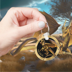 Porte-clés Porte - clé d'Imaginaire Dragon d'or personnalisé