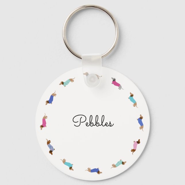 Porte-clés Porte - clé du bouton Dachshund customisé (Recto)