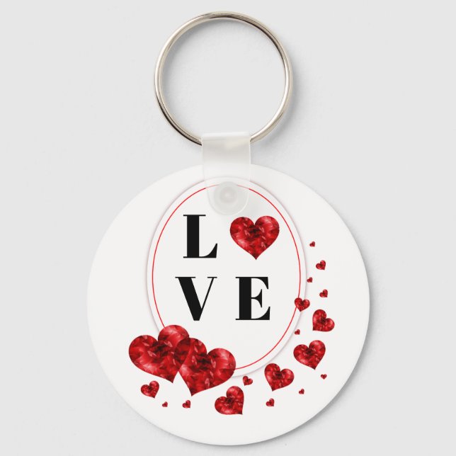 Porte-clés Porte - clé du bouton d'amour des Coeurs rouges (Recto)