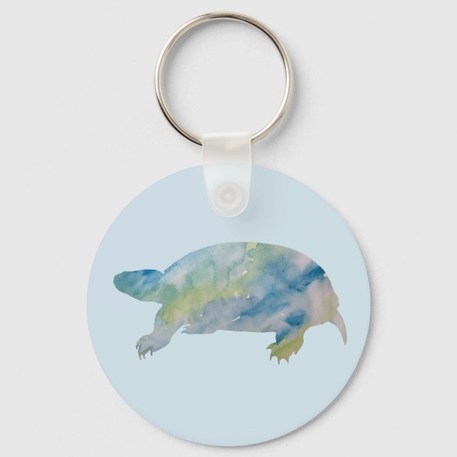 Porte-clés Porte - clé du bouton d'aquarelle de tortue (Recto)