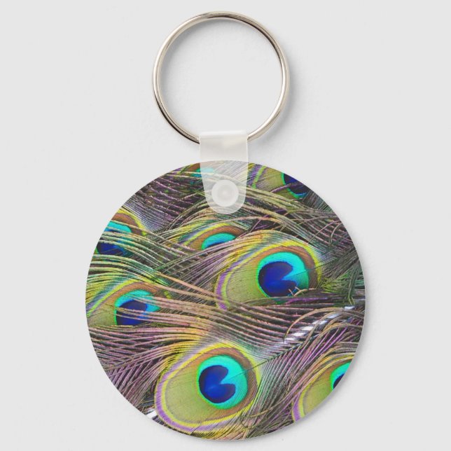 Porte-clés Porte - clé du bouton Plumes de paon (Recto)