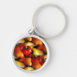 Porte-clés Porte - clé du bouton Poivrons rouge et jaune