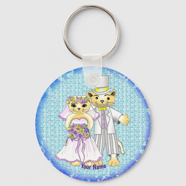 Porte-clés porte - clé du chat marié et marié (Recto)