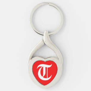 Porte-clés porte - clé du coeur rouge "T"