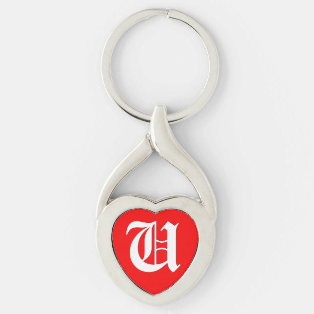 Porte-clés porte - clé du coeur rouge "U" (Devant)