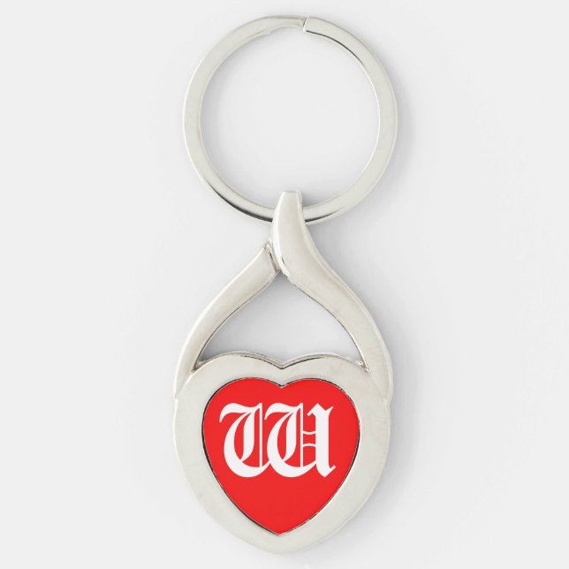 Porte-clés porte - clé du coeur rouge "W" (Devant)