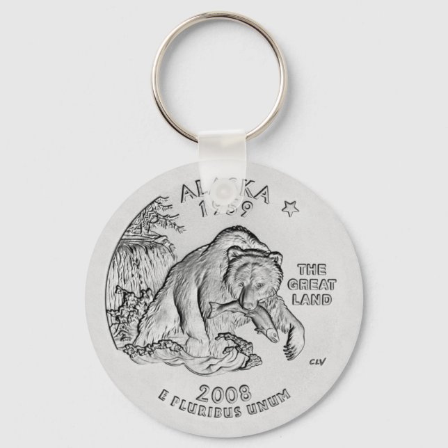 Porte-clés Porte - clé du quartier de l'état de l'Alaska (Recto)