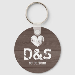 Porte-clés Porte - clé en bois vintage de faveur de noce de