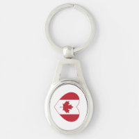 Porte - clé en métal de coeur de drapeau du Canada