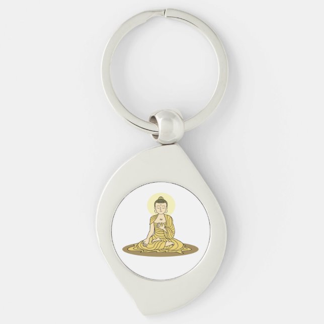 Porte-clés Porte - clé en métal doré de bouddha (Devant)