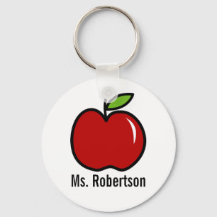 Porte-clés Porte - clé enseignant avec design de pomme rouge